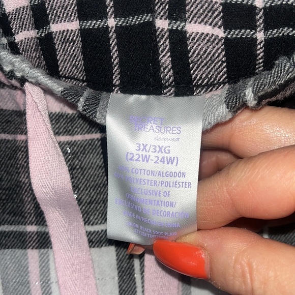 Secret Treasures pajama/lounge pants plaid drawstring Sz 3X - Picture 5 of 9